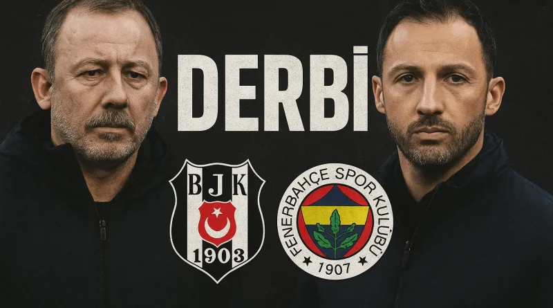 Beşiktaş teknik direktörü Sergen Yalçın ve Fenerbahçe teknik direktörü Domenico Tedesco’nun yer aldığı derbi fotosu